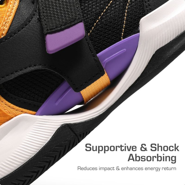 Kids Non-Slip Basketball Shoes  - BLACK-GOLD-PURPLE - 2